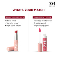 ZM Transfer-Proof Power Matte Bullet Lipstick, Vegan, 3.2 g (Marvellous Mauve)