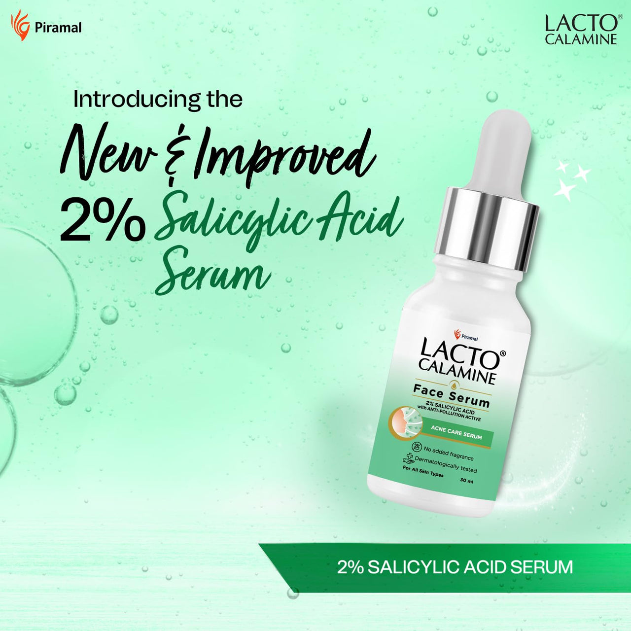 Lacto Calamine 2% Salicylic Acid Serum |30ml x 2 |Face Serum For Acne, Blackheads,Oil control & Open Pores | Serum For Clear Skin | Face Serum for Women & Men |Dermatologically Tested & Fragrance Free
