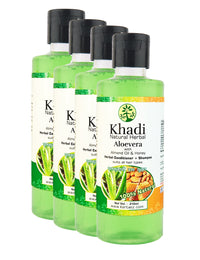 Khadi Natural Herbal Aloevera Shampoo, Green, 840 ml, 4 Count
