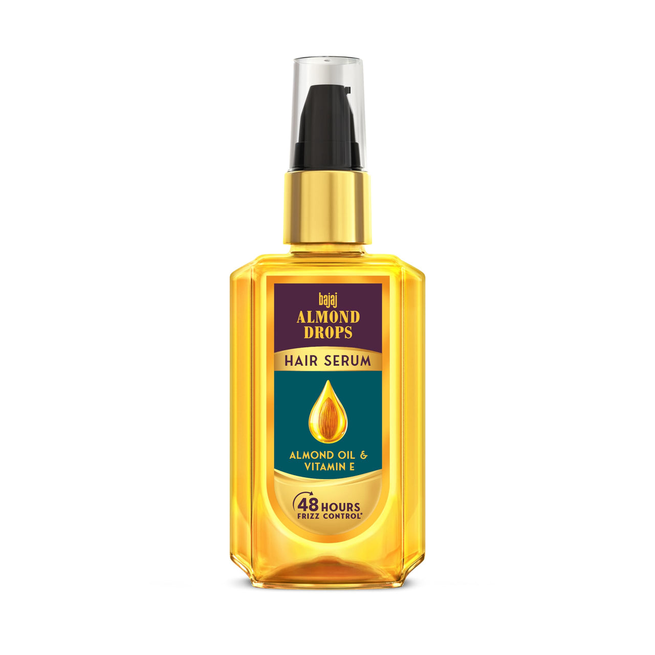 Bajaj Almond Drops Hair Serum 50 ml, Contains Almond Oil and Vitamin E Hair Serum For Dry Frizzy Hair, Nourishing Hair Serum