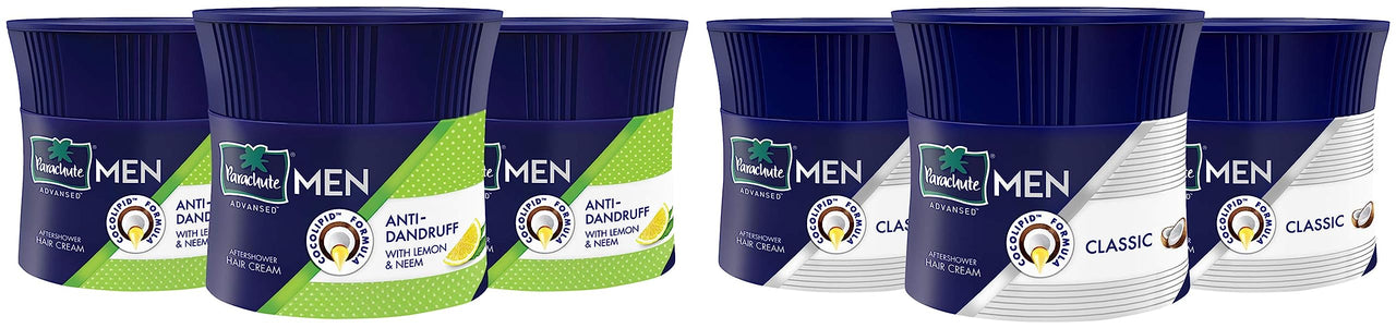 Parachute Advansed Men Hair Cream, Anti-Dandruff, 100 gm (Pack of 3) And Men Hair Cream, Classic, 100 gm (Pack of 3)
