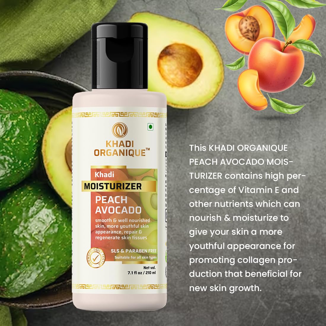 Khadi Organique Peach Avacado Mosturizer For Dry Skin Pack of 2 (Parabeen Free) 420 ml