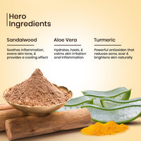 Ozone Sandal Face Pack | Enriched with Aloe Vera, Turmeric, Neem, Multani Mitti, Saffron & Sandalwood | Face Pack For Men & Women | All Skin Type, Skin Lightening & Radiance | 25gm (Pack of 10)