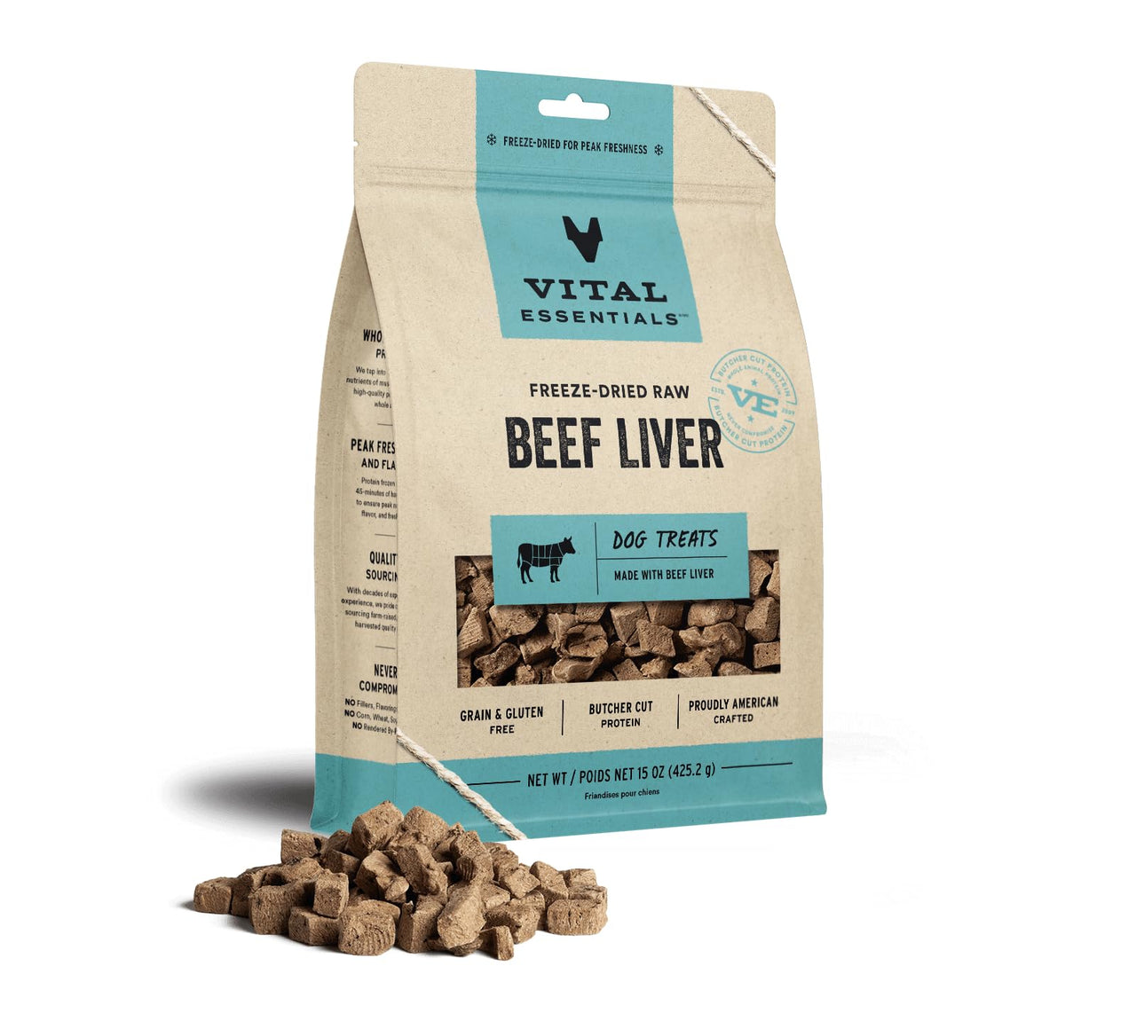 Vital Essentials Freeze Dried Raw Single Ingredient Dog Treats, Beef Liver, 15 oz 15 Ounce (Pack of 1)
