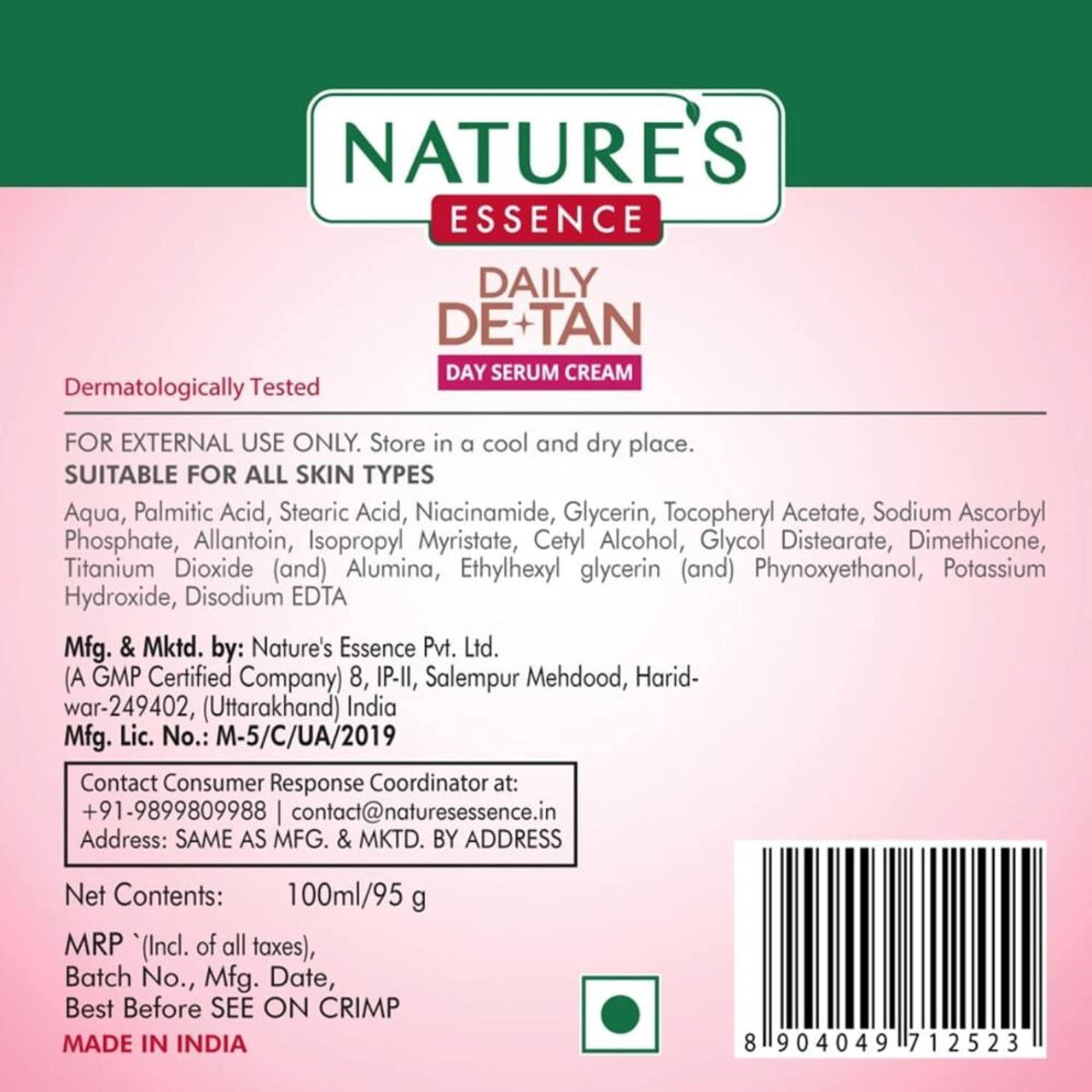 NATURES ESSENCE Daily De-Tan Day Serum Cream, 100 G