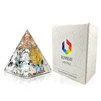 Orgone Pyramid | Rainbow Moonstone Orgonite Pyramid for Success, Anti-stress, Calmness, Growth, Strength | Healing Crystal Gemstone Pyramid | Orgone Pyramid Crystal - Handmade In India
