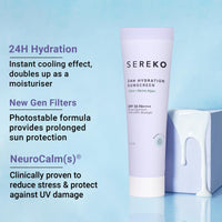 Sereko Sunscreen SPF 50 PA++++ Creme Gel with Zero White Cast for Women & Men | 24hrs Hydration, Quick Absorbing & Non Greasy | UVA+UVB & Blue Light Protection | Suitable to All Skin Type (15ml)