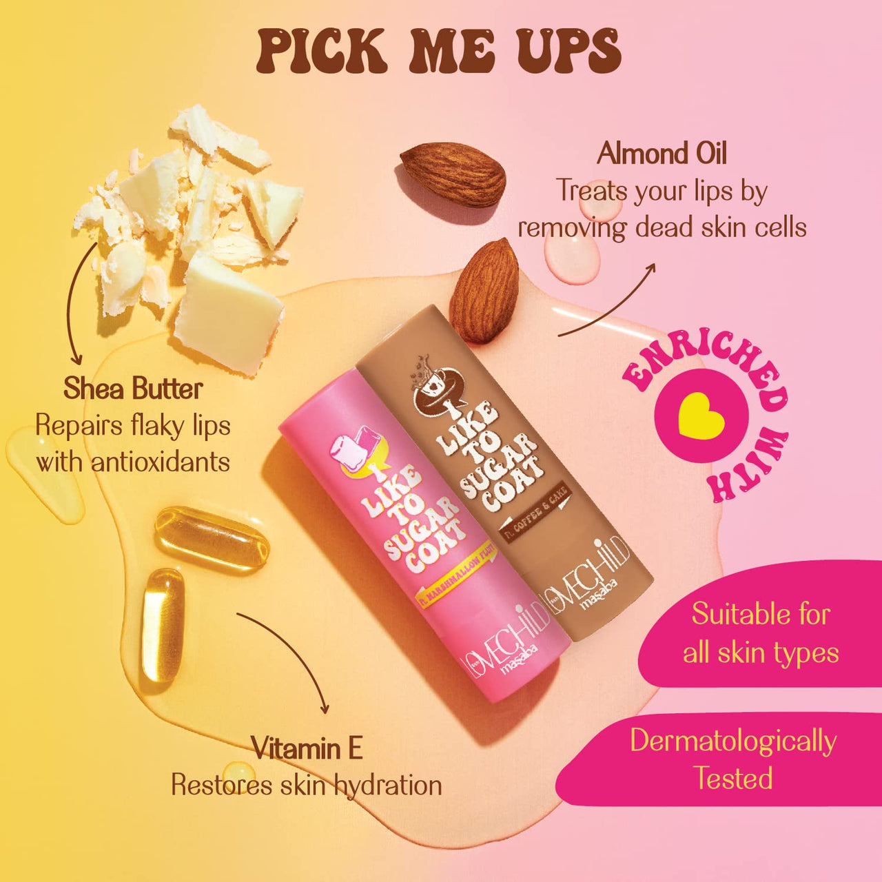 Lovechild Masaba Hydrating Lip Balm, SPF 22 UV Protection, Brown Tinted Vegan Lip Care With Shea Butter, Vitamin E & Almond Oil, Repairs Dry, Chapped Lips, Coffee & Cake, 4.5 g