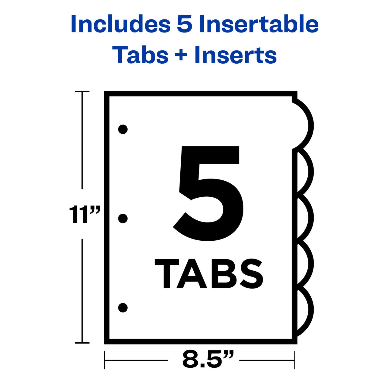 Avery Insertable Style Edge Plastic Dividers for 3 Ring Binders, 5-Tab Set, Multicolor, 1 Set (11200)