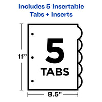 Avery Insertable Style Edge Plastic Dividers for 3 Ring Binders, 5-Tab Set, Multicolor, 1 Set (11200)