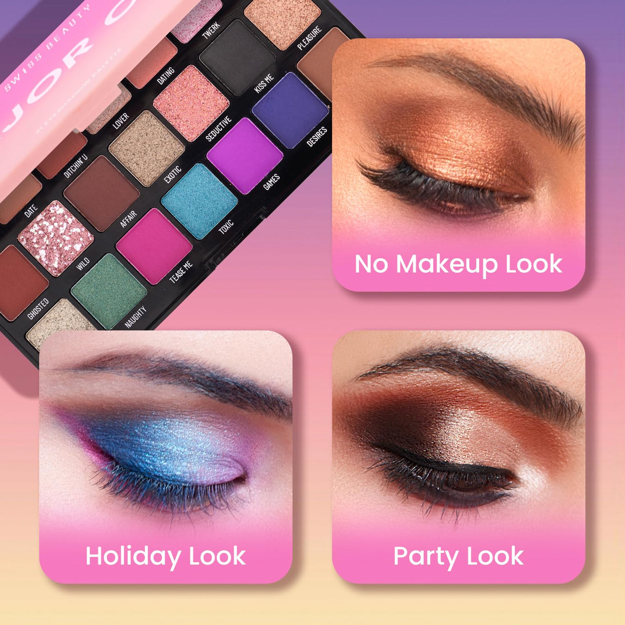 Swiss Beauty Major One Eyeshadow Palette with 21 Highly blendable shades | Blend of Mattes, Metallics and Shimmers | Multicolor, 20gm