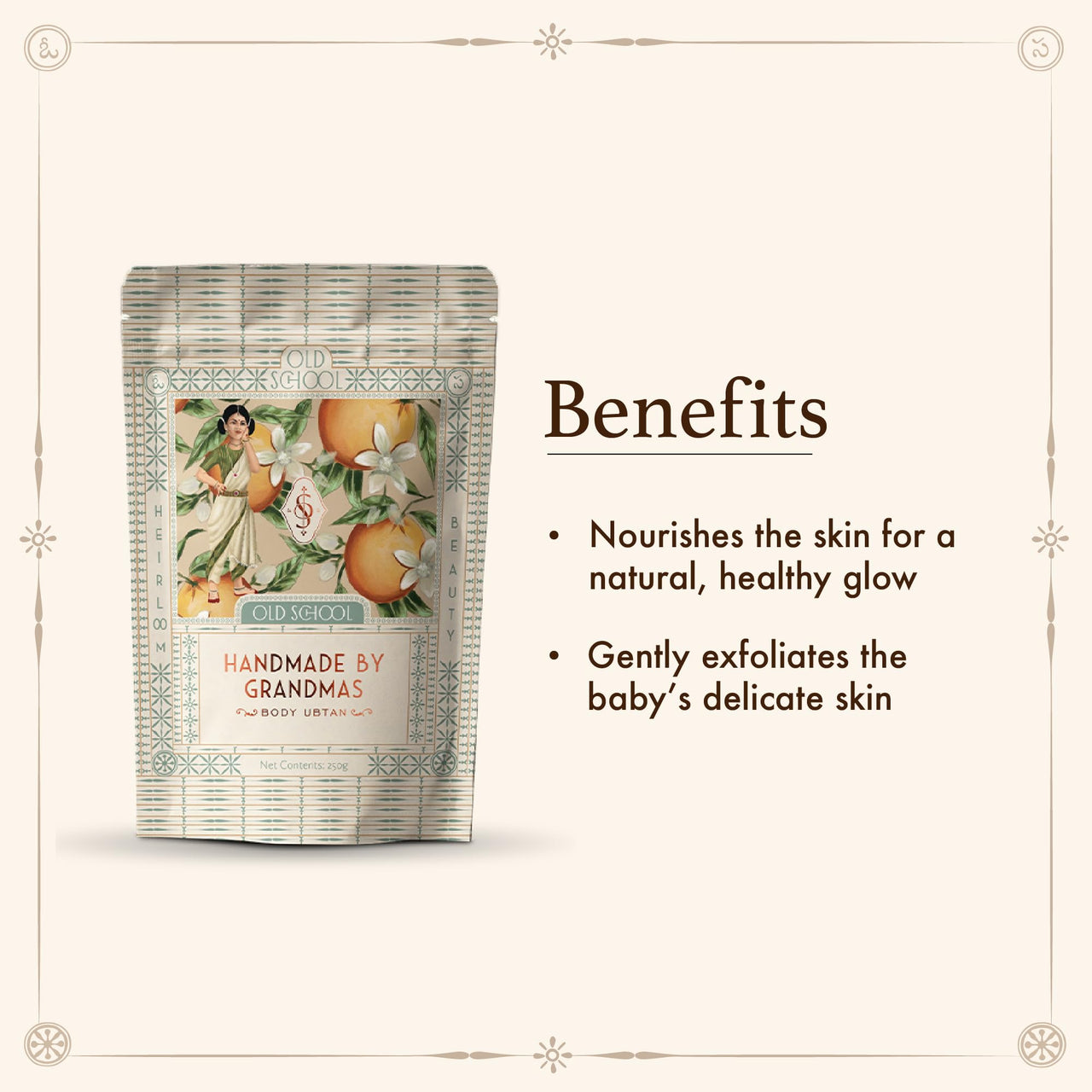 Old School Rituals Handmade by Grandmas Baby Ubtan (Natural Bath Powder) | 250 Grams | Natural Blend for Gentle Exfoliation & Nourished Skin | Natural Ubtan for Kids | Baby Bath Powder for Glowing Skin, Tan Removal, & Skin Lightening| Pure & Natural Ingre