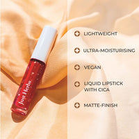 Just Herbs Ayurvedic Creamy Matte Long Lasting Liquid Lipstick, Lightweight & Hydrating Lip Colour with Liquorice & Sweet Almond Oil - Berry Nude