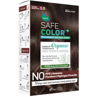 Vegetal Safe Color Dark Brown 3.0, 70ml. I Permanent Gel Hair Colour, Organic Herbs Blend, Chemical-Free, 100% Grey Coverage