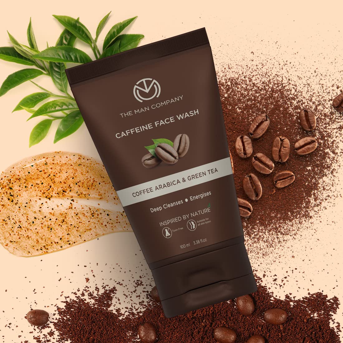 The Man Company Coffee Face Wash for Deep Cleansing & Oil Control - 100ml | Tan Removal with Coffee Arabica & Green Tea Extracts | Soothes Skin