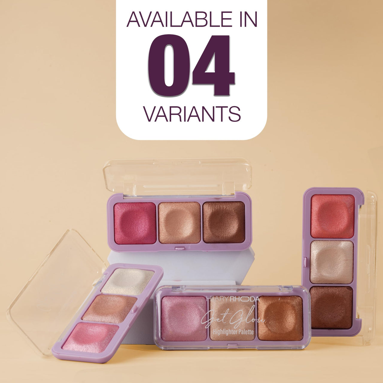 Hilary Rhoda Get Glow Highlighter Palette | Ultra Blendable & Long Lasting | Shimmer Finish & Illuminating Glow | Highly Pigmented & Easy To Blend Shades | 3 Shades in 1 Palette -15g (Shade - 04)