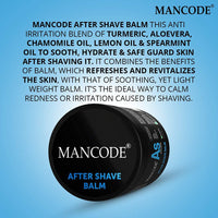 Mancode After Shave Balm (100gm) | Post Shave Treatment | Soothes Skin Irritation | Hydrating Closes Pores | Lemon Oil Aloe vera Turmeric Chamomile Oil No Alcohol (Pack of 1)