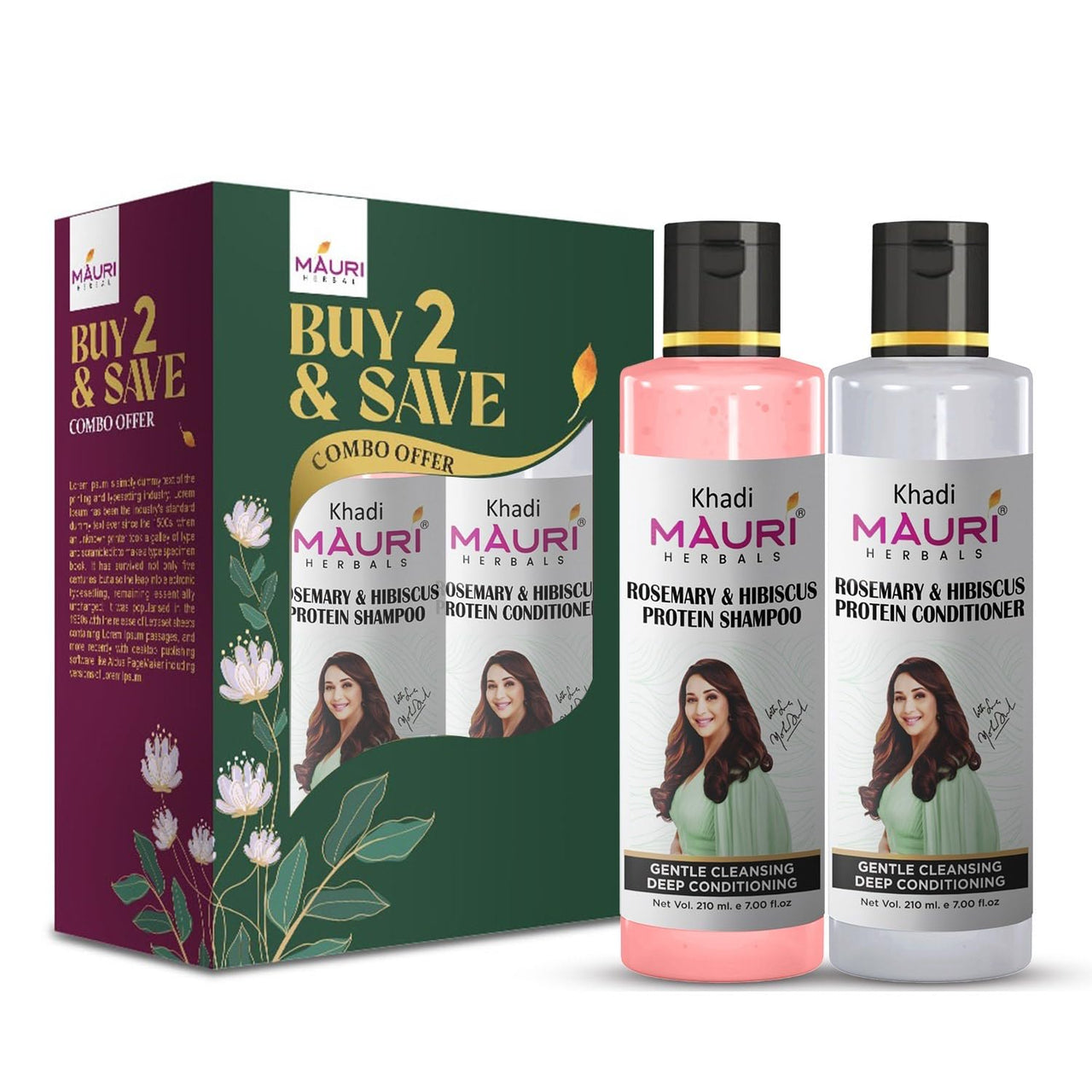 Khadi Mauri Herbal Rosemary & Hibiscus Protein Shampoo & Conditioner | Anti Hairfall Combo, Repairs Damage | Ideal for Men & Women | Pack of 2