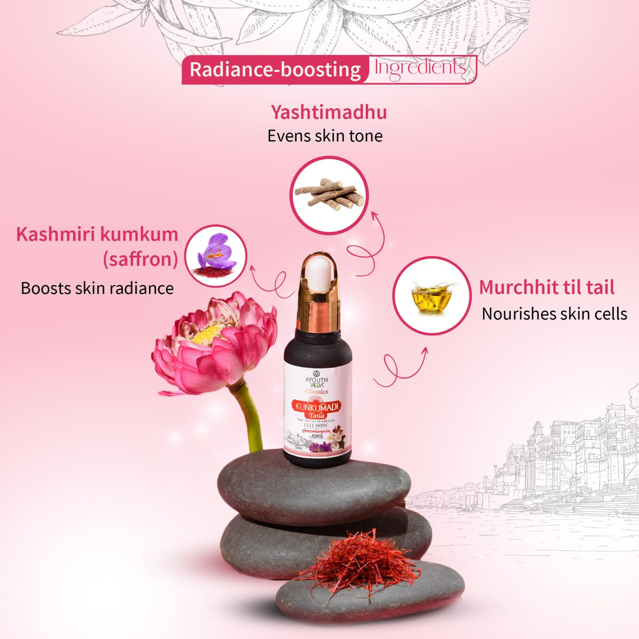 Ayouthveda Kunkumadi Taila Facial Oil For Natural Skin Illuminator | Repairs Damage Skin With Pure Saffron & Herbs | Ayurvedic Beauty Facial Oil For Glowing & Nourishing Skin (Pack Of 2-30ml each)
