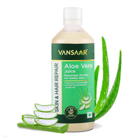 Vansaar Aloe Vera Juice - 1L | For Glowing Skin & Healthy Hair | 100% Natural, Cold Pressed with Pulp
