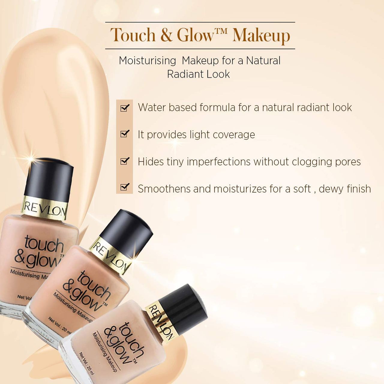 Revlon Touch and Glow Liquid Make Up , Natural Mist , 20ml