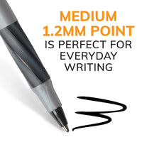 BIC Round Stic Grip Xtra Comfort Ballpoint Pen, Medium Point (1.2mm), Black, 12-Count