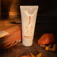 Jivada Luminous Organic Sunscreen with SPF 50+ PA+++ for UV A, UV B | HA, Ceramide, Red Raspberry & Gotu Kola | No White Cast|Carrot & Licorice |All Skin Types | Sulphate & Paraben Free | 100ml