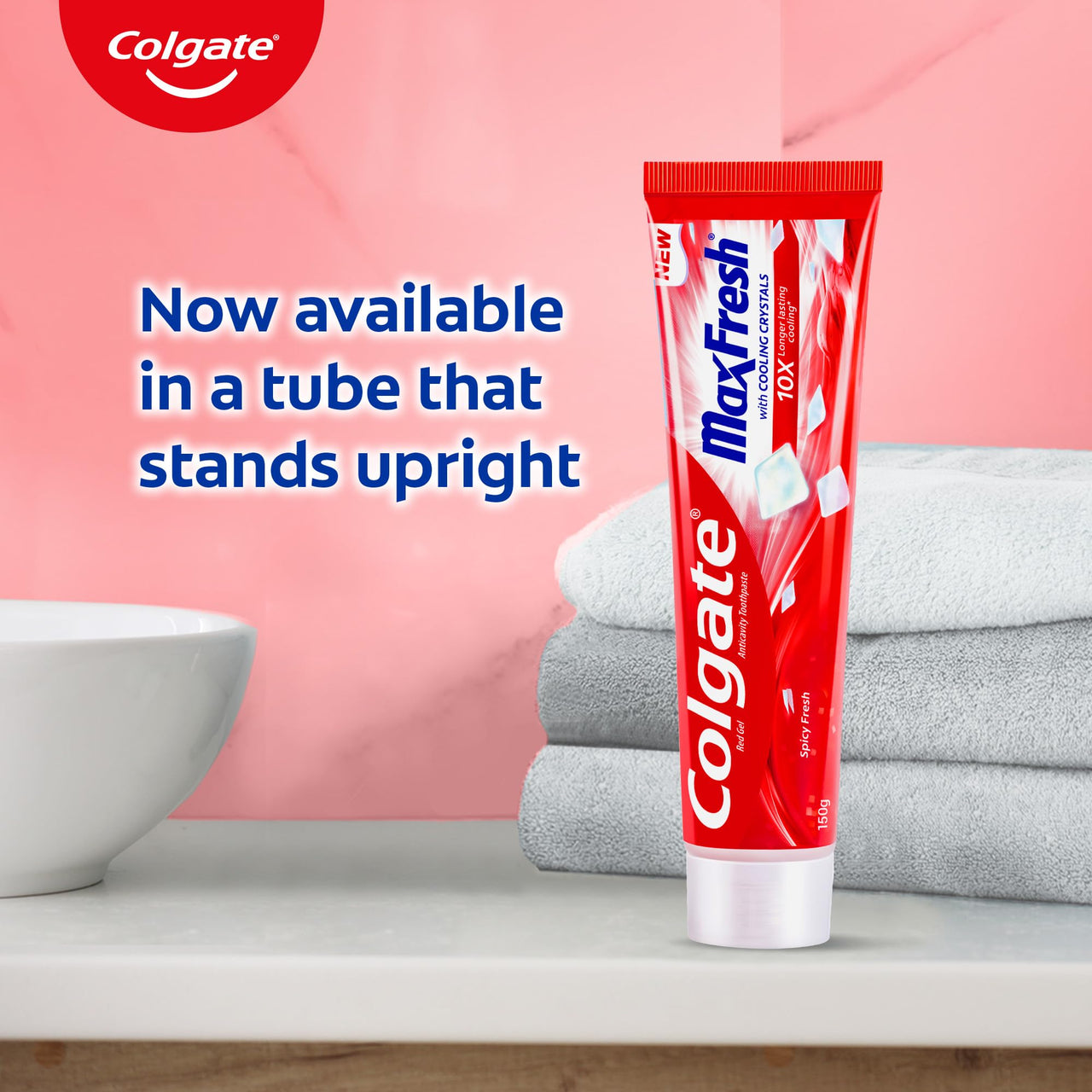Colgate MaxFresh Toothpaste, Red Gel Tooth Paste with Menthol for Super Fresh Breath, 600g, 150g X 4 (Spicy Fresh) (Combo Pack Offer)