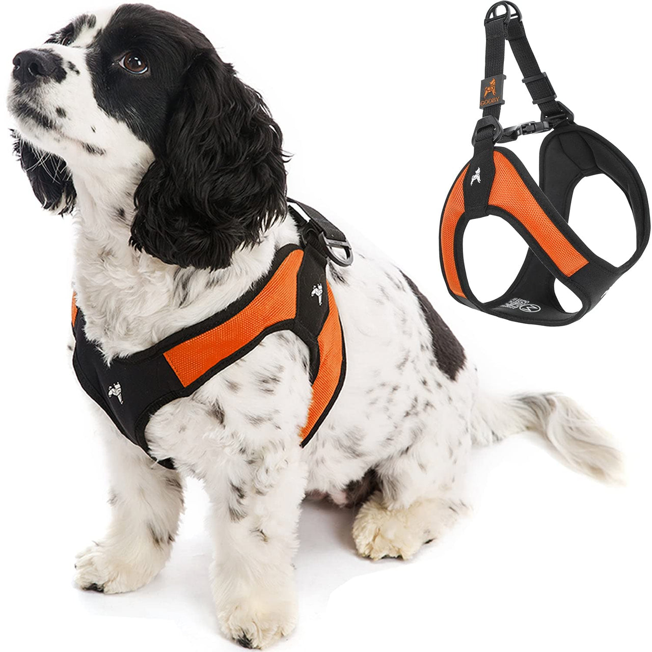 Gooby Escape Free Easy Fit Harness - Orange, Large - No Pull Step-in Patented Small Dog Harness with Quick Release Buckle - Perfect On The Go No Pull Harness for Small Dogs or Medium Dog Harness Large chest (20.25~24.75")