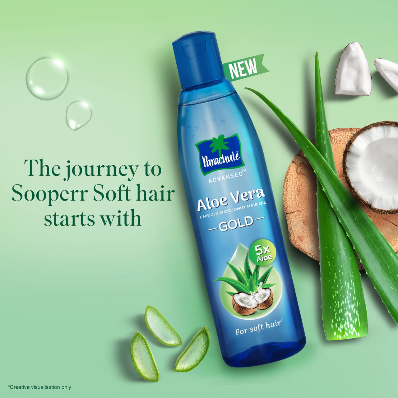 Parachute Advansed Aloe Vera GOLD Enriched Coconut Hair Oil, 5X Aloe Vera with Coconut Oil, Makes hair Sooperr soft, 250ml+ 400ml