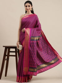 Pandadi Saree Women's  Cotton Silk Saree With Blouse Piece