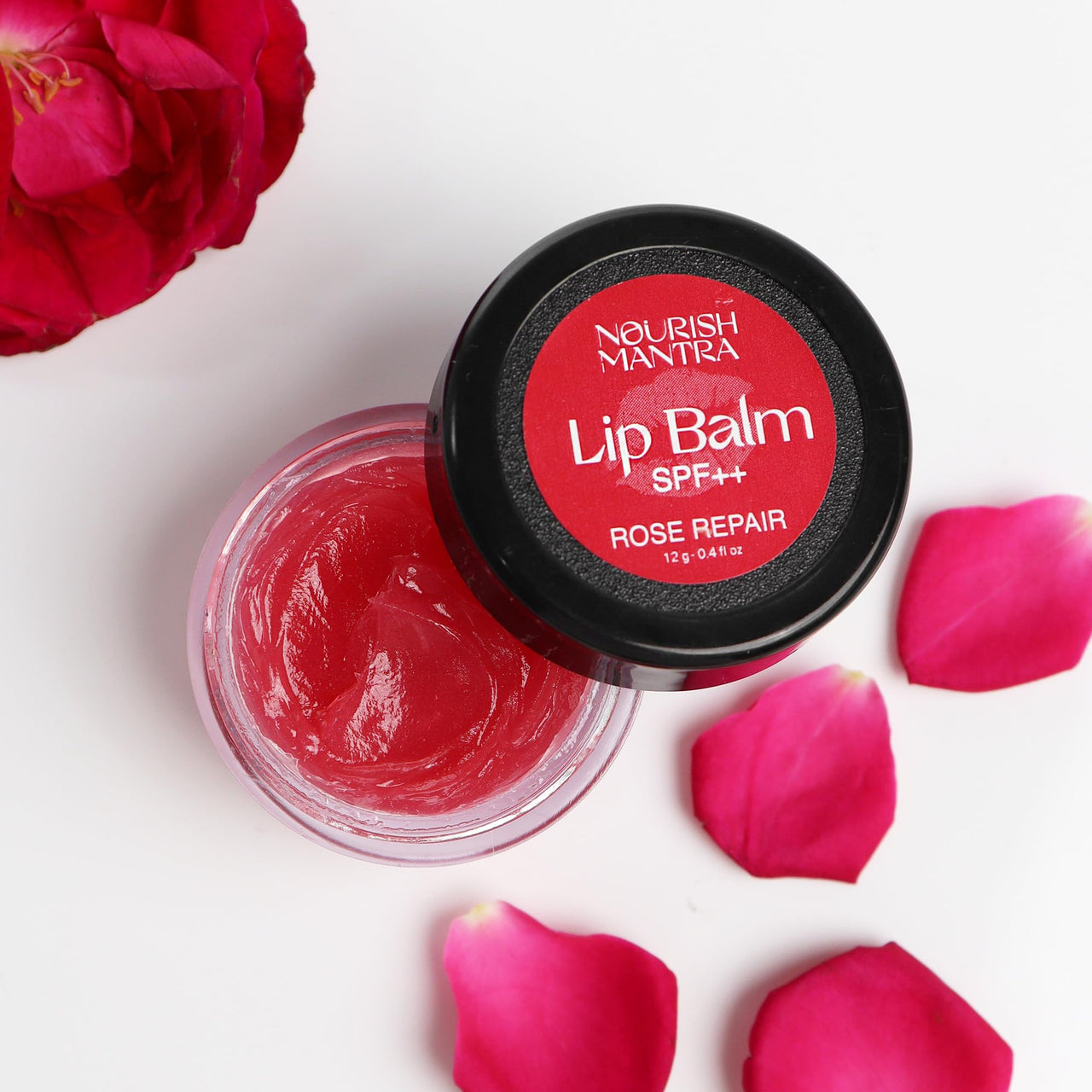 Nourish Mantra Rose Repair Lip Balm with SPF/Made with Rose Extracts, Olive oil, Shea Butter, Vitamin E and Avocado Oil/For Dry, Chapped and Dark Lips/ 12gms