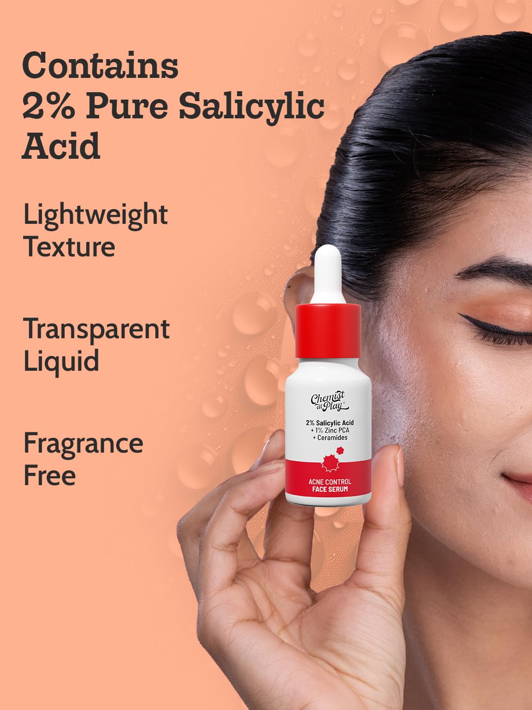 Chemist At Play 2% Salicylic Acid Face Serum | Treats Active Acne | Controls Excess Oil | Removes Blackheads, Pimple & Dark Spots | Fades Acne Marks | Improves Skin Texture | 10ml