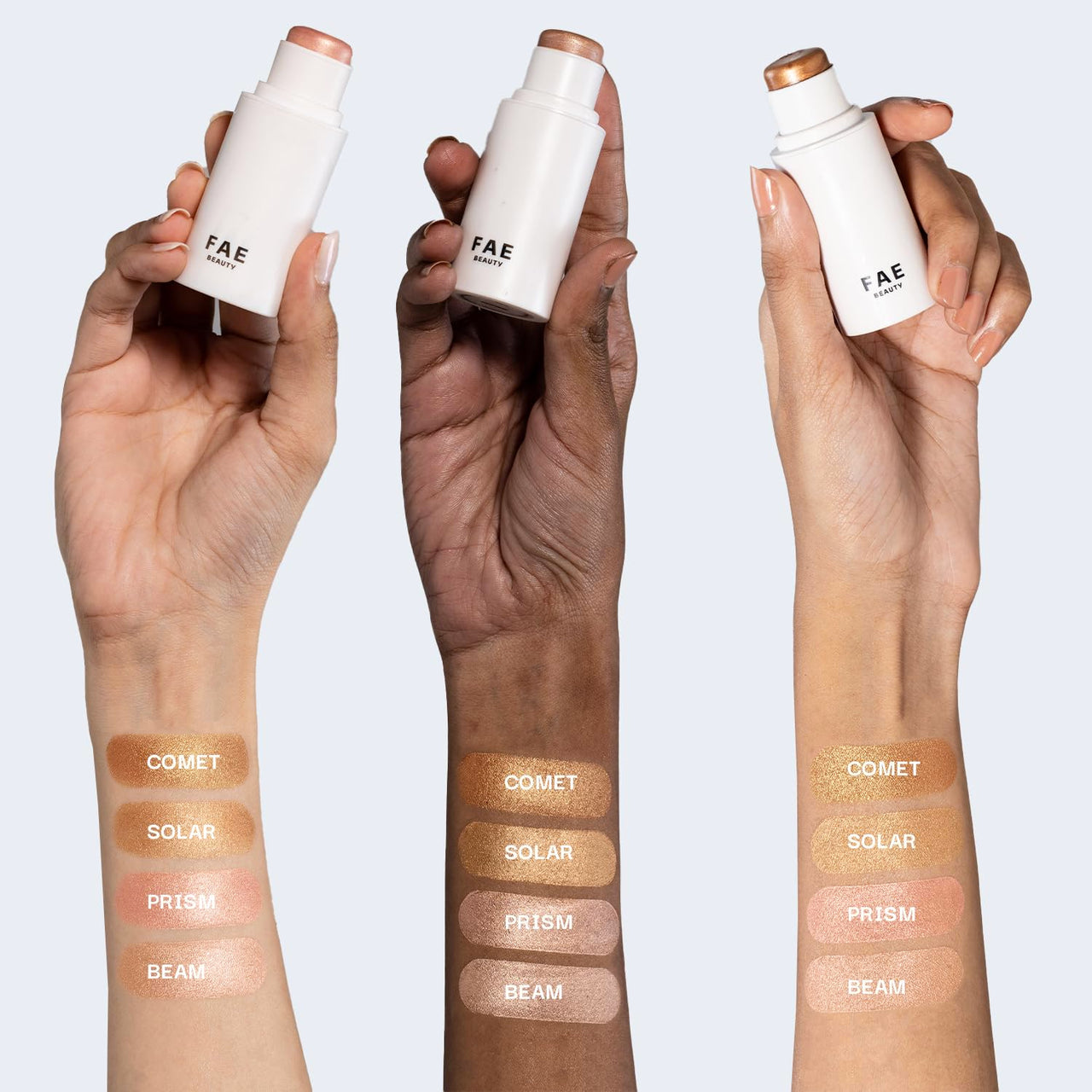 FAE Beauty Double Dew Highlighter | All-Over Multi-Use Illuminator | Long Wear | Ultra Fine Shimmer | Soft, Radiant Finish | Buildable, Blendable, Silky Formula | Enriched with Avocado oil, Jojoba oil & Vitamin E | Shade - Beam (7.5 g)