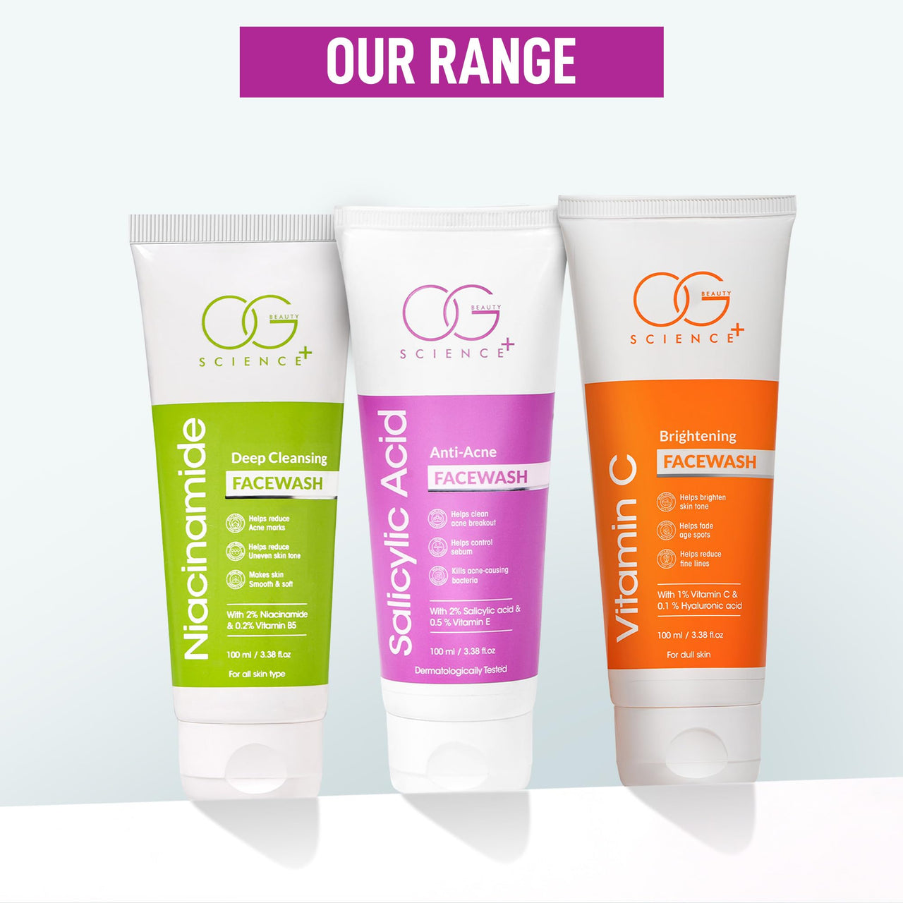 OG BEAUTY Science+ 2% Salicylic Acid Face Wash For Deep Pore Cleansing, Acne Prevention, and Skin Revitalization | Suitable for All Skin Types 100 ML