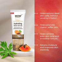 WOW Skin Science Papaya and Hyaluronic Acid Hydrating Face Scrub | Gently Exfoliates | Unclogs Pores | Removes Dead Skin Cells | Improves Skin Elasticity | Hydrates & Moisturize Skin| 100 gms