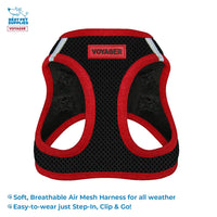 Voyager Step-in Air All Weather Mesh Harness and Reflective Dog 5 ft Leash Combo with Neoprene Handle, for Small, Medium and Large Breed Puppies by Best Pet Supplies - Red Trim, XL Harness Leash Bundle (Black/Red Trim) XL (Chest: 20.5 - 23