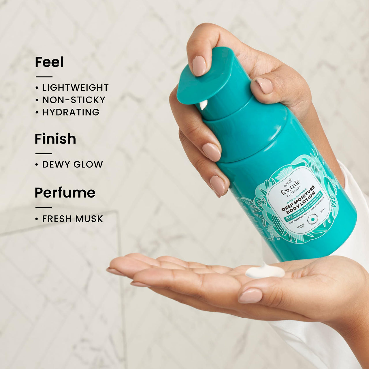 Foxtale Hydrating Body Lotion with Hyaluronic Acid & Ceramides | 72-hour Hydration | Lightweight & Non-Sticky | Long Lasting Musk Fragrance | Body Lotion for Men & Women | All Skin Type | 200 ml