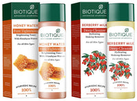 Biotique Bio Honey Water Clarifying Toner, 120ml And Biotique Bio Berberry Hydrating Cleanser For All Skin Types, 120Ml