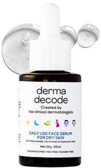 Derma Decode Hydrating Niacinamide 10% Serum for Dry Skin & Sensitive Skin | with Hyaluronic Acid & Ceramides for Intense Moisture, Skin Repair, Glow | Pore Minimizing, Dermatologist Tested - 30ml