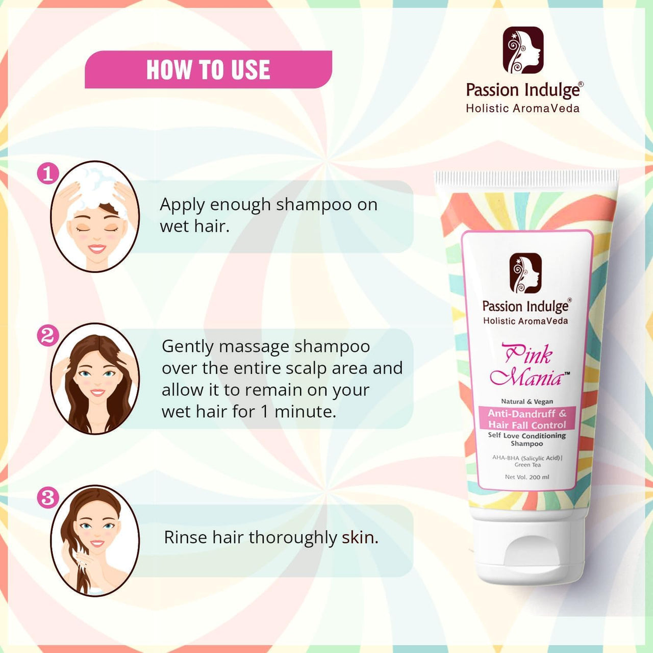 Passion Indulge Pink Mania Face Cleanser & Anti-Dandruff & Hair Fall Control Shampoo | Purifying & Oil Controlling with AHA BHA, Turmeric & Green Tea
