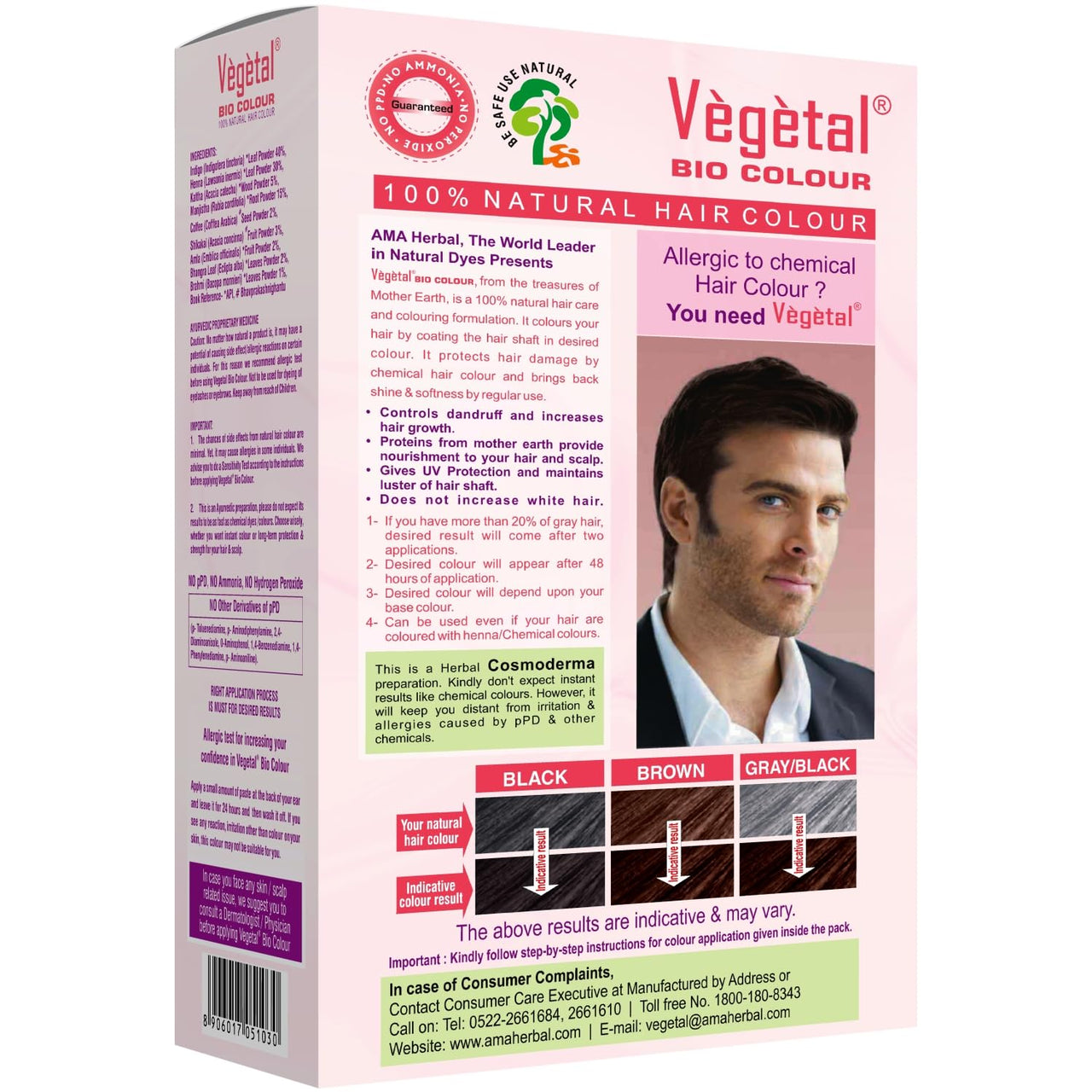 Vegetal Bio Hair Colour - Burgundy | 150g | Achieve Natural, Ammonia-Free Hair Color | PPD-Free, 100% Herbal Certified Organic for Men and Women | UV Protection and Luster Maintenance | Complete Kit