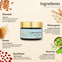 Mellow Herbal Night Nectar Cream | Ayurvedic Night Cream for Brightening, Hydration & Skin Repair | Enriched with Almond, Honey & Aloe Vera | Sulphate & Paraben-Free | All Skin Types | 50g