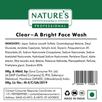 Nature's Essence Professional Facialist Clear-A Bright Face Wash for women| 2% Salicylic Acid Complex & Vitamin C | Oily & Acne-Prone Skin |100g