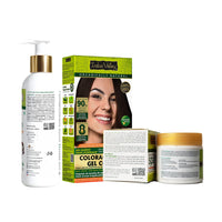 INDUS VALLEY Hair Color Trial Pack | Dark Brown With Colour Protection Shampoo (200 ml) + Hair Ultima Spa (175 ml)