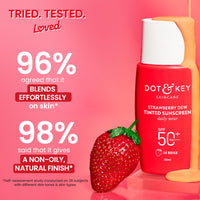 Dot & Key Strawberry Dew Tinted Sunscreen SPF 50+ Pa++++ - 05 Beige | Protection Against UA/UB | Broad Spectrum, Water & Sweat resistant | For All Skin Types | 50ml