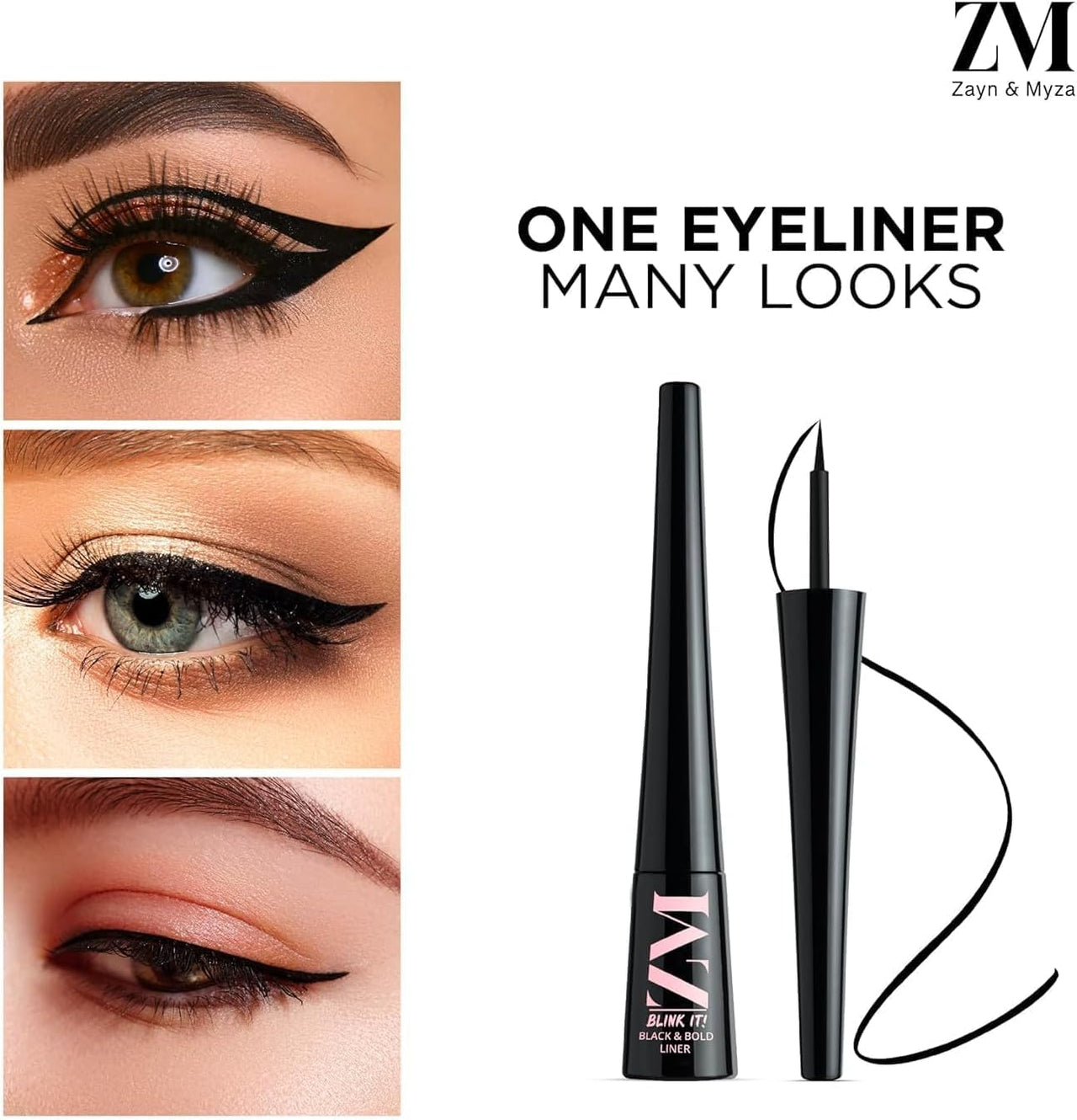 ZM Blink it! Liquid Eyeliner and Mascara Waterproof and Smudge proof - (Combo of 2) (Black)