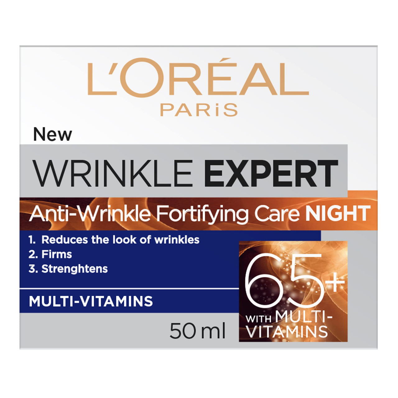 L'Oreal Paris Anti-Aging Face Cream 65+, Night Skincare, Wrinkle Expert, With Multi-Vitamins to Reduce the Look of Deep Wrinkles, 50mL