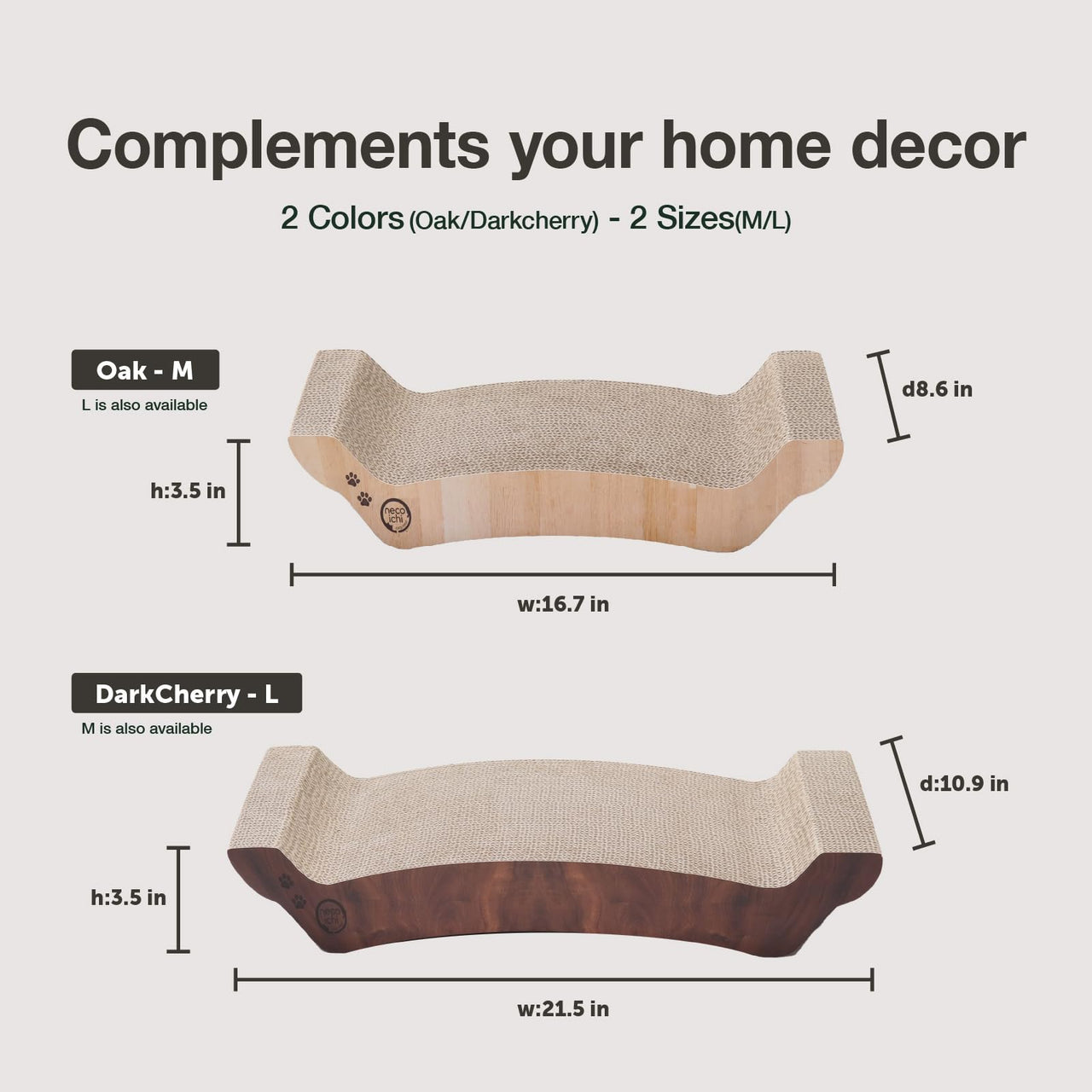 Necoichi Premium Comfort Series Cat Scratcher Curved Lounger and Scratcher Bed (c.Oak Bed, Regular) c.Oak Bed