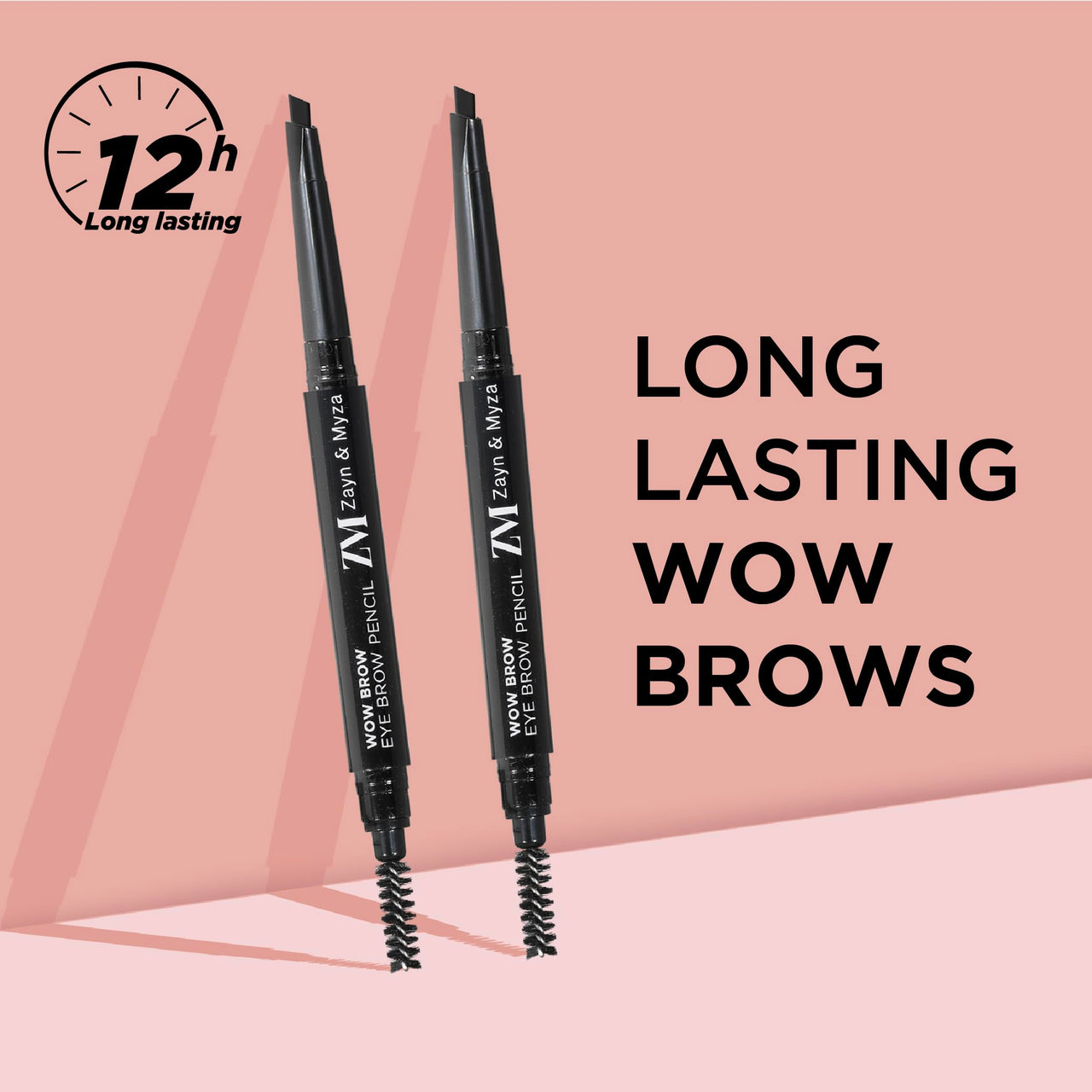 ZM Zayn & Myza Wow Brow Eyebrow Pencil Enriched with Castor Oil | Smudge Proof | Water Proof | Lasts Up to 12 hours - (Grey Brown, 0.35gm)